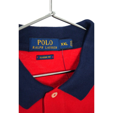 "Retail" Polo Ralph Lauren Big Pony Crest Embroidered Classic Fit Polo Shirt Navy/Red XXL