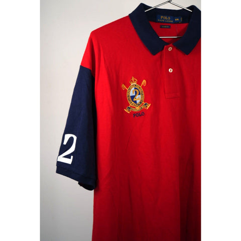 "Retail" Polo Ralph Lauren Big Pony Crest Embroidered Classic Fit Polo Shirt Navy/Red XXL