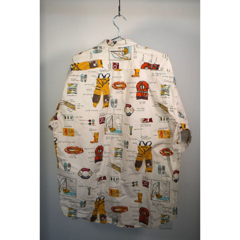"Retail" Vintage Tommy Hilfiger 1993 Sailing Nautical Safety AOP Button Up L/S Shirt XL
