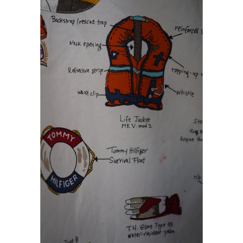 "Retail" Vintage Tommy Hilfiger 1993 Sailing Nautical Safety AOP Button Up L/S Shirt XL