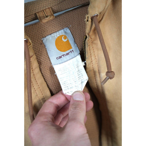 "Retail" Vintage Carhartt J131 Thermal Lined Canvas Full Zip Active Jacket Brown Large
