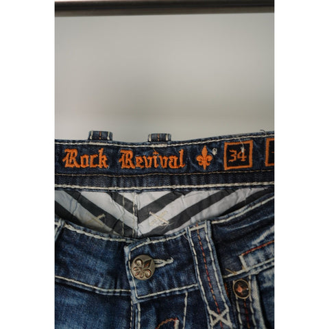 "Retail" Rock Revival James Boot Detailed Stitching Boot Cut Denim Jeans 40x35.5 Men's