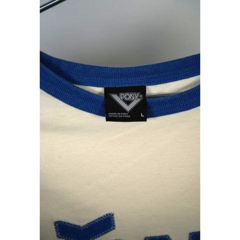 "Retail" Vintage Pony Stitched #82 Baseball Long Sleeve Tee Shirt Blue/White Large