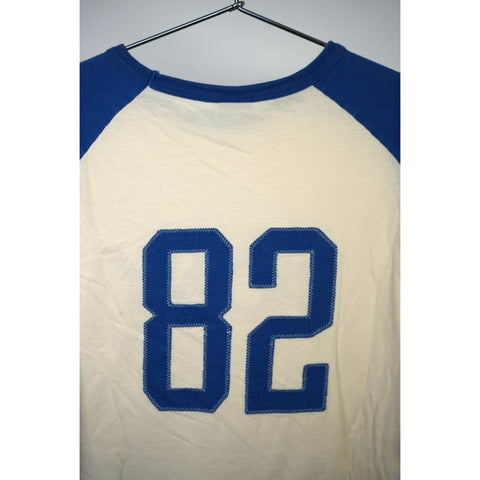 "Retail" Vintage Pony Stitched #82 Baseball Long Sleeve Tee Shirt Blue/White Large