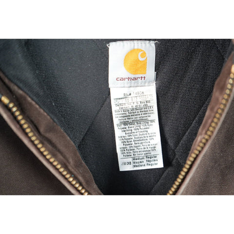 "Retail" Carhartt J130 DKB Quilt-Lined Duck Canvas Full Zip Active Jacket Dark Brown M