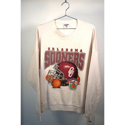 "Retail" Vintage Jerzees Oklahoma Sooners Orange Bowl Pullover Sweatshirt White