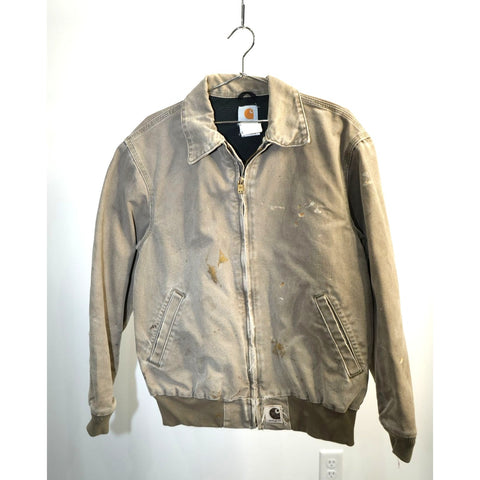 "Retail" Vintage Carhartt J102DES Mesh Lined Duck Canvas Full Zip Jacket Desert Gray M
