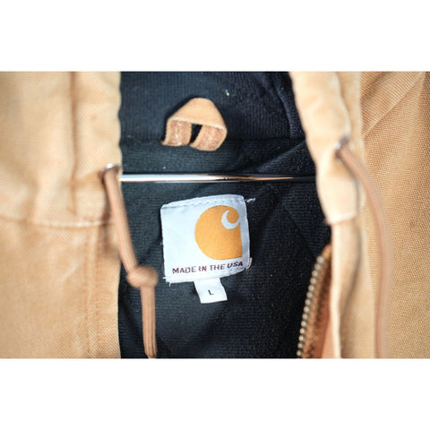 "Retail" Vintage Carhartt Flannel Quilt Lined Canvas Full Zip Active Jacket Brown L