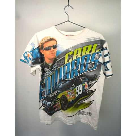 "Retail" Vintage Carl Edwards #99 Roush Fenway Graphic Racing Tee Shirt White M