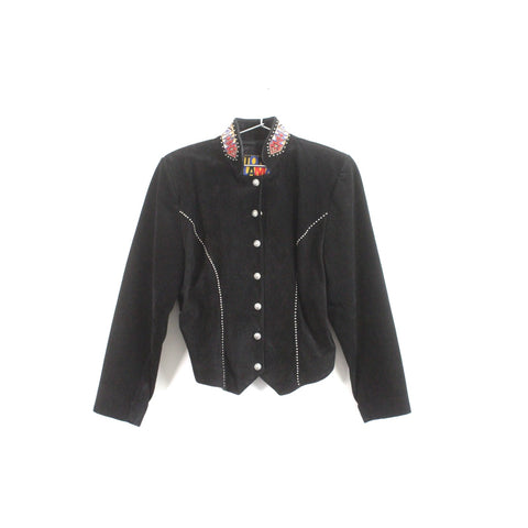 Tony Lama Black Leather Jacket | Vintage Western Style | Size 10 Women’s | Rodeo Cowgirl Classic