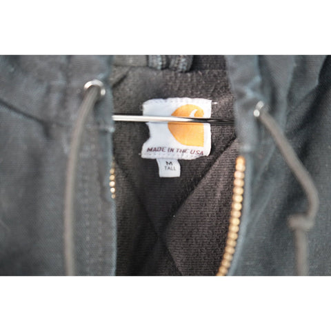 "Retail" Vintage Carhartt Flannel Quilt Lined Canvas Full Zip Active Jacket Black M Tall