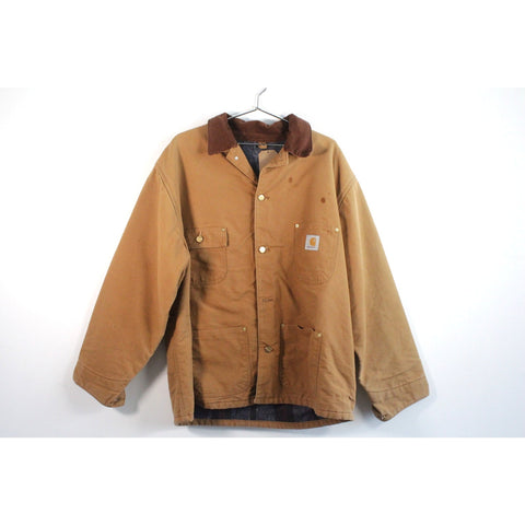 Carhartt Vintage Canvas Chore Coat | Blanket Lined Work Jacket | Rugged Outdoor Workwear | Utility Wear | Fits Size M/L