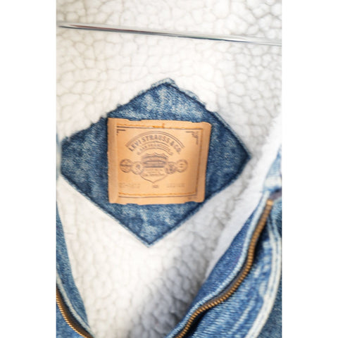 "Retail" Vintage Levi's Sherpa Lined Denim Bomber Jacket Blue Medium