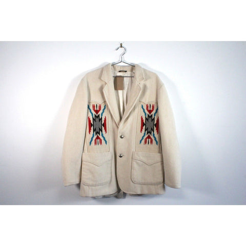 Vintage Golden Collection Pioneer Wear Chimayo Jacket Blazer | Southwestern Wool Blend Western Coat | Retro 70s–80s Santa Fe Style | Men’s Size Medium (20” P2P)