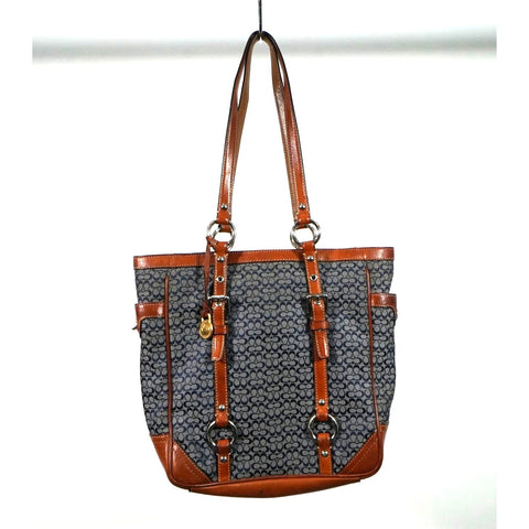 "Retail" Coach F11526 Signature Jacquard Leather Trim Tote Bag Women's