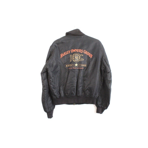 Harley-Davidson MotorClothes “An American Legend” Leather Jacket | Vintage Biker Motorcycle Riding Outerwear | Classic Black Eagle Logo Jacket | Men’s Large