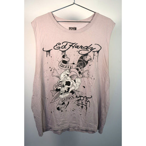 "Retail" Vintage Ed Hardy Skull Tattoo Graphic Sleeveless Tee Shirt XL