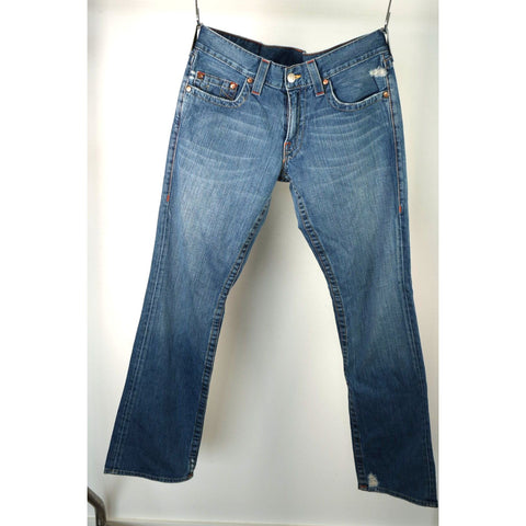 "Retail" Vintage True Religion Bobby Boot Cut Denim Jeans Blue 38X33 Women's Made in USA