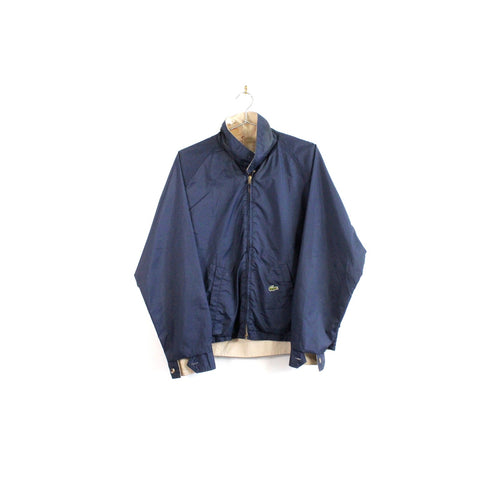 Lacoste Vintage Dark Blue Jacket | Classic Zip-Up Outerwear with Crocodile Logo | Retro Preppy Streetwear Windbreaker Style | Timeless Men’s Fashion