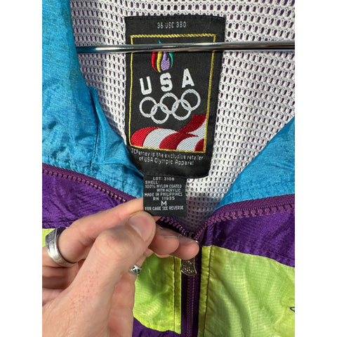 "Retail" Vintage JC Penney USA Olympics Nylon Full Zip Windbreaker Multicolor M Men's