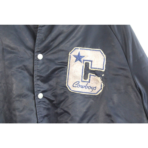 Officially Licensed Dallas Cowboys Jacket | Vintage NFL Football Team Apparel | XL Blue & Silver Retro Bomber Coat | Classic Fan Gear Outerwear