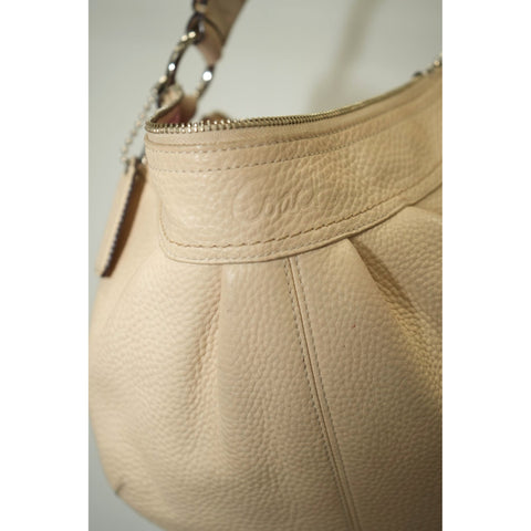 "Retail" Coach Cream Leather with Pink Lining Hobo Handbag F13730 Women's