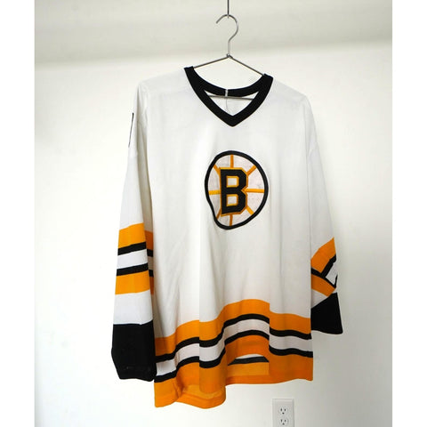 "Retail" Vintage CCM NHL Boston Ruins Hockey Jersey White/Black/Yellow Men's