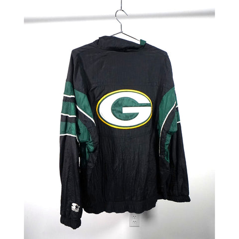 "Retail" Vintage Starter Green Bay Packers Full Zip Windbreaker Jacket Black/Green Large