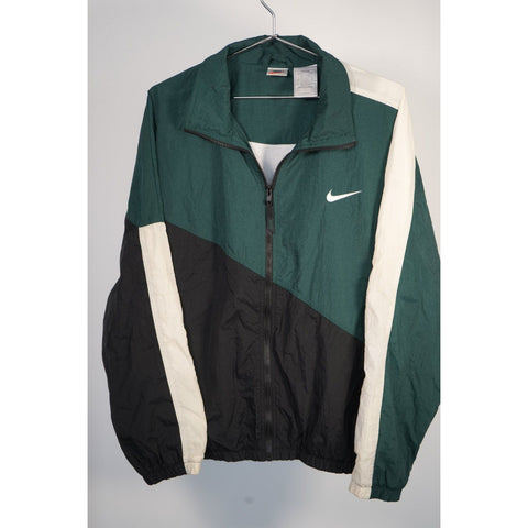 "Retail" Vintage Nike Big Swoosh Full Zip Track Jacket Green, Black & White Large