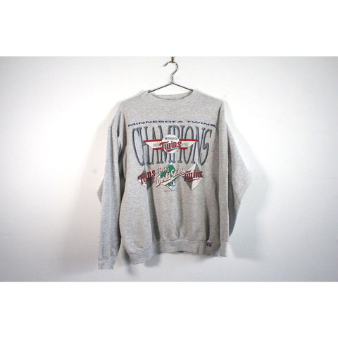 Vintage 90s Minnesota Twins Champions Sweatshirt | Gray Pullover Crewneck | MLB Baseball Fan Gear | Size Large | Retro Sports Collectible