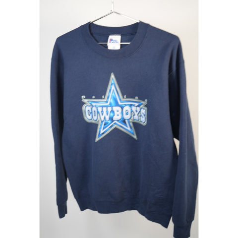 "Retail" Vintage Pro Player Dallas Cowboys Logo Print Pullover Sweatshirt Navy