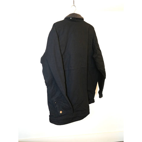 "Retail" Carhartt Full Swing Gray Fleece Collar Canvas Chore Coat Black Men's