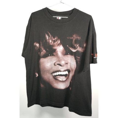 "Retail" Vintage Giant Tina Turner Twenty Four Seven Graphic Tee Shirt Black