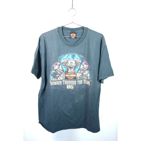 "Retail" Vintage Harley-Davidson Thunder Through The Years Tee Shirt Black XL Made in USA