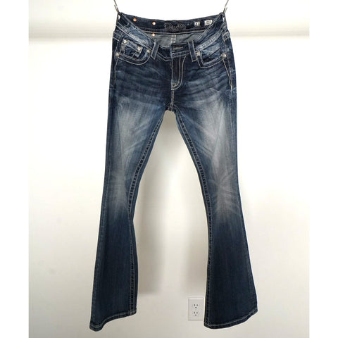 "Retail" Miss Me Signature Boot Cut Denim Jeans w/ Embellished Pocket W24 Women's