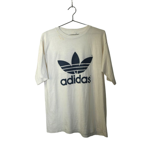 "Retail" Vintage Adidas Trefoil Logo Print Tee Shirt White XL Single Stitch