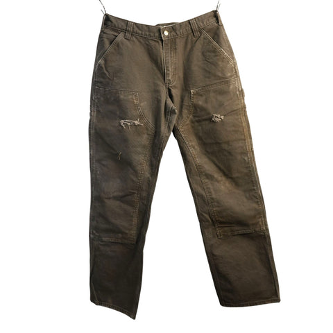 "Retail" Carhartt Relaxed Fit Double Knee Canvas Carpenter Work Pants Dark Brown Men's