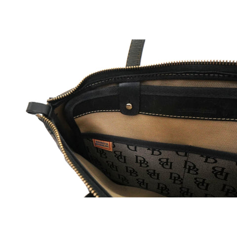 "Retail" VTG Dooney & Bourke DB Monogram Canvas Leather Trim Tassel Shoulder Bag