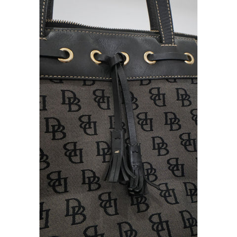 "Retail" VTG Dooney & Bourke DB Monogram Canvas Leather Trim Tassel Shoulder Bag