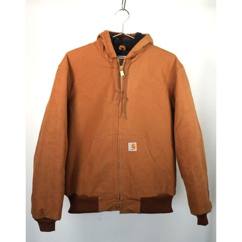 "Retail" Vintage Carhartt Flannel Quilt Lined Canvas Full Zip Active Jacket Brown Small Made in USA