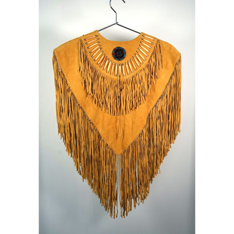 "Retail" Cripple Creek Western Cowgirl Brown Leather Fringe Poncho Vest One Size