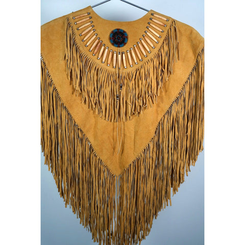 "Retail" Cripple Creek Western Cowgirl Brown Leather Fringe Poncho Vest One Size