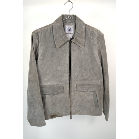 "Retail" Vintage JLC Suede Full Zip Collared Jacket Gray Size Medium