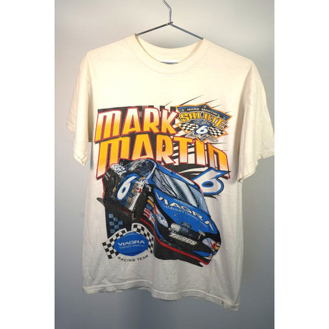 "Retail" Vintage Gildan Mark Martin #6 Racing  Tee Shirt White Medium