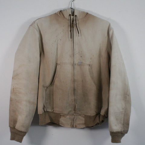Vintage 80s Carhartt Thermal Lined Duck Canvas Full Zip Active Jacket L Tan