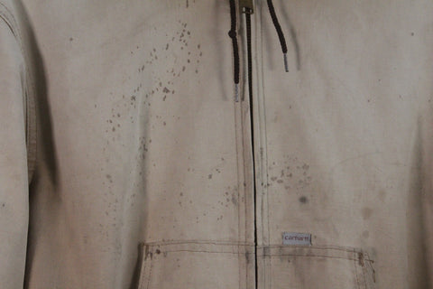 Vintage 80s Carhartt Thermal Lined Duck Canvas Full Zip Active Jacket L Tan