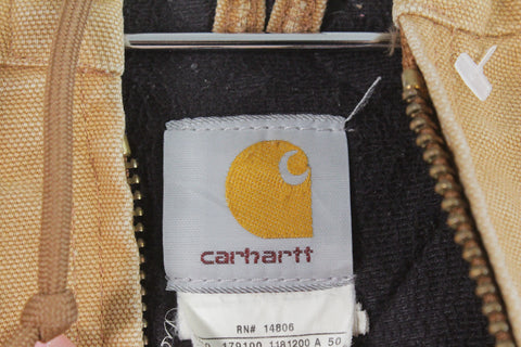 Carhartt Flannel Quilt Lined Duck Canvas Full Zip Active Jacket XL Brown