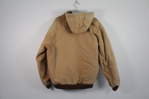 Carhartt Flannel Quilt Lined Duck Canvas Full Zip Active Jacket XL Brown