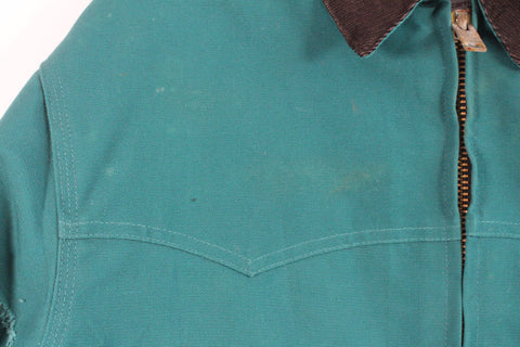Carhartt Quilt Lined Corduroy Collar Canvas Santa Fe Jacket Teal Green