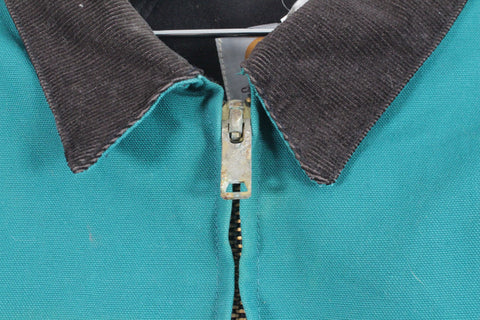 Carhartt Quilt Lined Corduroy Collar Canvas Santa Fe Jacket Teal Green